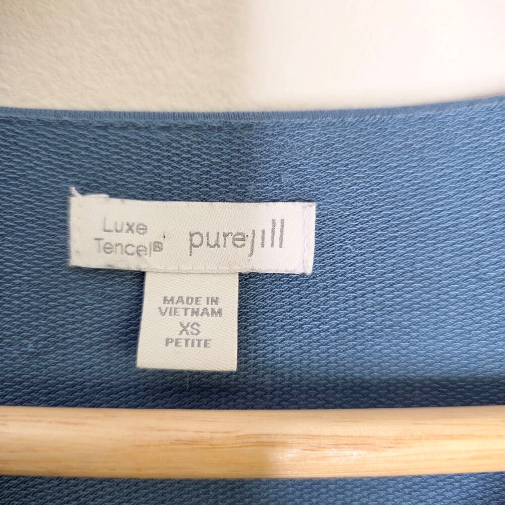 Pure Jill Luxe Tencel Dress Blue XSP XS Petite Lagenlook Minimalist Eco Knit - Picture 4 of 8